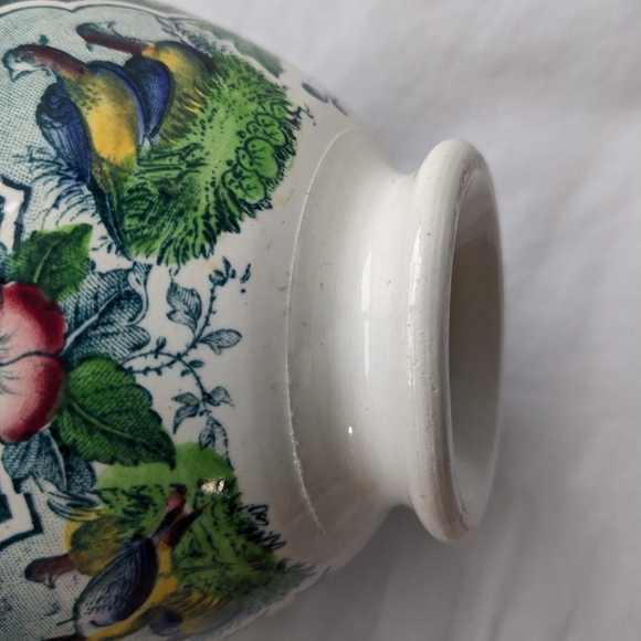 Antique PV France Pleasant Village Blue Floral Birds Open Sugar Footed Bowl - Picture 7 of 14